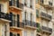 Detail of facades of houses in Monaco