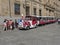 Detail of fake ancient steam train in Salamanca