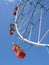 Detail of a Ferris wheel with closed cabins for passengers in the city of Sochi Lazarevskoye