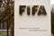 Detail of FIFA signpost announcing and informing about headquarters in Zurich