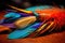 detail of a finished fly fishing lure, vibrant colors