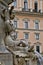 Detail of the Fountain of Pantheon in Rome, Italy