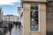 Detail of the front of the famous Cambridge University Press book store, seen after a heavy downpour.