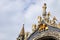 Detail of the gable of St Mark& x27;s Basilica in Venice, Italy