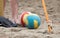 Detail of a game of beach volleybal