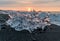 Detail of a glacial fragment of ice at Jokulsarlon glacier black