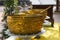 Detail of a golden bowl for Buddhist ceremonies. Chiang Mai, Thailand