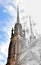 Detail of the gothic tower of the cathedral of st. peter and paul in Brno. Collage of classic photograph and charcoal or