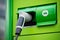 Detail of green plug in for cars