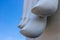 The detail hand of Buddha statue at Buddhist monastery