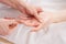 Detail hand reflexology massage