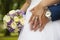 Detail on hands of freshly married young couple