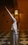 Detail on a hooded penitent waiting for the start of an easter holy week procession in mallorca detail on hoods vertical