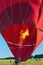 Detail of hot air balloon. The flame from the burners heats the air inside the balloon for its initial flight.