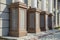 Detail of a house facade. Granite columns as decorative elements of the building