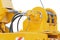 Detail of a hydraulic Yellow building machinery loaders details