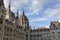 Detail image of the hungarian Parliament in Budapest. Blue sky with clouds