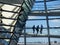 Detail of the inside dome of glass of the Reichstag of Berlin, Germany.