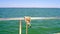 Detail of a knot rolled around the safety protection of a boat, sailing of the coast of the Ebro Delta region, Catalonia