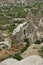 Detail from landscape with magnificent stone structures and caves near Goreme at Cappadocia, Anatolia