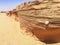 Detail of layers of sand wall in Morocco