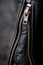 Detail of leather biker jacket zipper