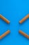 Detail of luxury Cuban cigars on the blue table