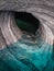 Detail of the marble cathedral in lake General Carrera with blue water, Patagonia of Chile. Carretera Austral