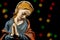 Detail of Mary Virgin. Nativity scene figures. Christmas traditions.