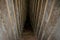 Detail of the massive corbel-vaulted ceiling of burial chamber of the red north pyramid of Dahshur of king Sneferu, named for the