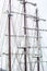 Detail of masts of the sail boat in Harlingen, Netherlands