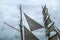 The detail of the masts and sails