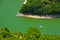 Detail of meanders at rocky river Uvac gorge on sunny morning