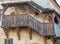 Detail with a medieval wooden covered staircase in Sighisoara, Romania