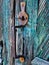 Detail of Metal Latch on Old Blue Door