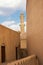 Detail of the minaret of the Nizwa Mosque seen from inside the Nizwa Fort