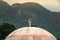 Detail of a mosque dome with a golden moon on the top in Victoria, Seychelles