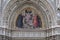 Detail of the mural painted on the upper arch of one of the side doors of the Cathedral of Santa Maria del Fiore. with