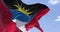 Detail of the national flag of Antigua and Barbuda waving in the wind on a clear day