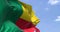 Detail of the national flag of Benin waving in the wind on a clear day