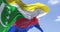 Detail of the national flag of Comoros waving in the wind on a clear day.