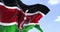 Detail of the national flag of Kenya waving in the wind on a clear day