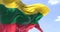 Detail of the national flag of Lithuania waving in the wind on a clear day