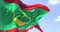 Detail of the national flag of Mauritania waving in the wind on a clear day