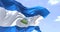 Detail of the national flag of Nicaragua waving in the wind on a clear day