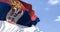 Detail of the national flag of Serbia waving in the wind