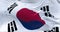 Detail of the national flag of South Korea flying in the wind