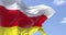 Detail of the national flag of South Ossetia waving in the wind on a clear day