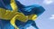 Detail of the national flag of Sweden waving in the wind on a clear day