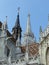 Detail of the Neo-Gothic towers of the church Matthias Corvin to Budapest in Hungary.